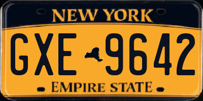 NY license plate GXE9642