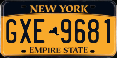 NY license plate GXE9681