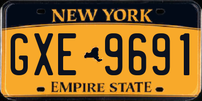 NY license plate GXE9691