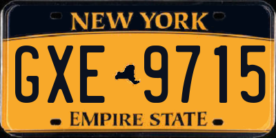 NY license plate GXE9715