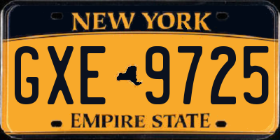 NY license plate GXE9725