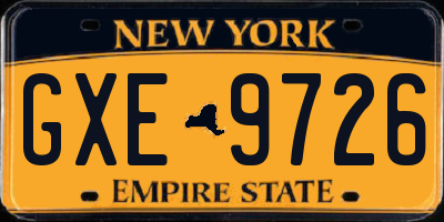 NY license plate GXE9726