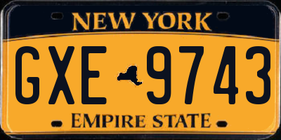 NY license plate GXE9743