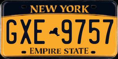 NY license plate GXE9757