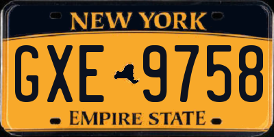 NY license plate GXE9758
