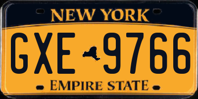 NY license plate GXE9766