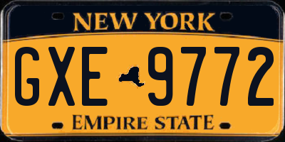 NY license plate GXE9772