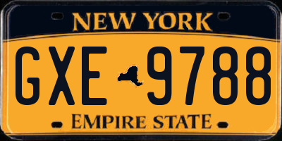 NY license plate GXE9788