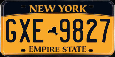 NY license plate GXE9827