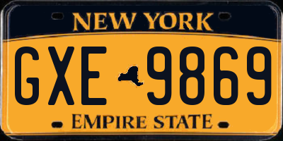 NY license plate GXE9869