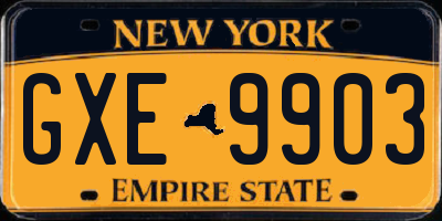 NY license plate GXE9903