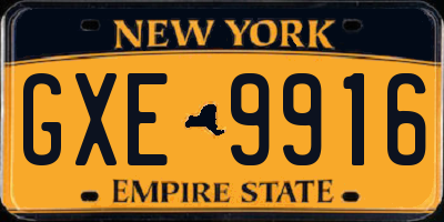 NY license plate GXE9916
