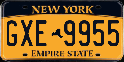 NY license plate GXE9955