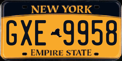NY license plate GXE9958