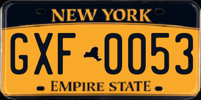 NY license plate GXF0053