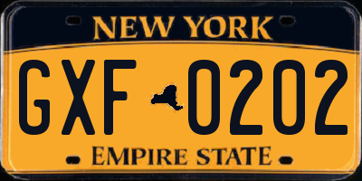 NY license plate GXF0202