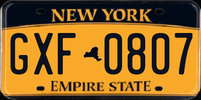 NY license plate GXF0807