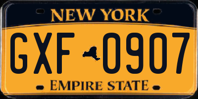 NY license plate GXF0907