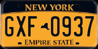 NY license plate GXF0937
