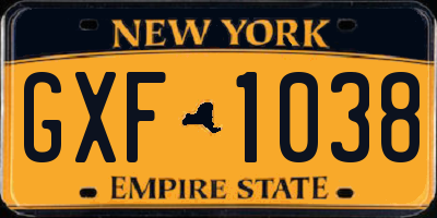 NY license plate GXF1038