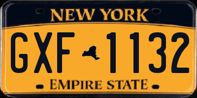NY license plate GXF1132