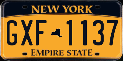 NY license plate GXF1137