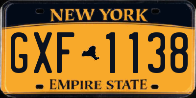 NY license plate GXF1138