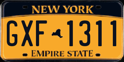 NY license plate GXF1311