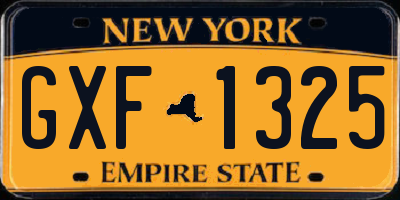 NY license plate GXF1325
