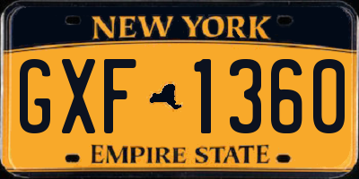 NY license plate GXF1360