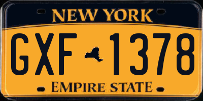 NY license plate GXF1378