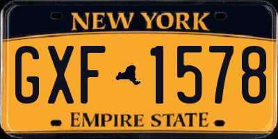 NY license plate GXF1578