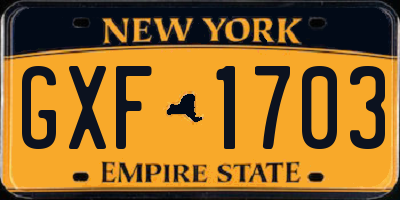 NY license plate GXF1703