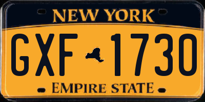 NY license plate GXF1730