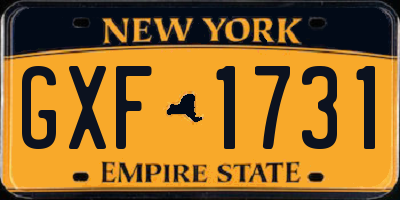 NY license plate GXF1731