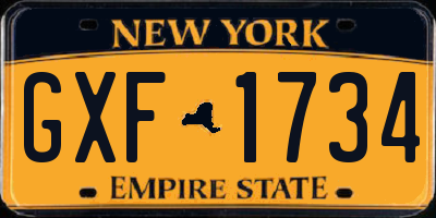 NY license plate GXF1734