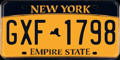 NY license plate GXF1798