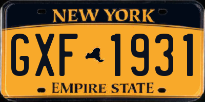 NY license plate GXF1931