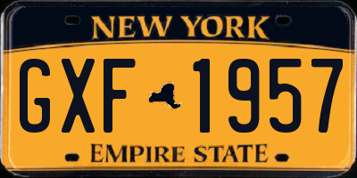 NY license plate GXF1957