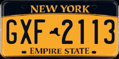NY license plate GXF2113