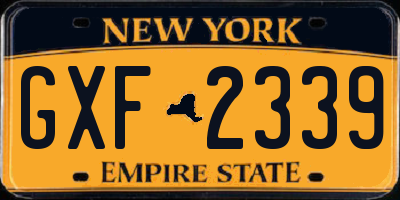 NY license plate GXF2339