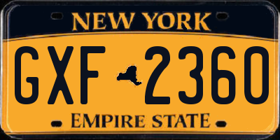 NY license plate GXF2360