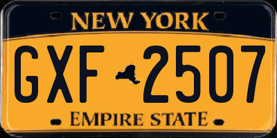 NY license plate GXF2507