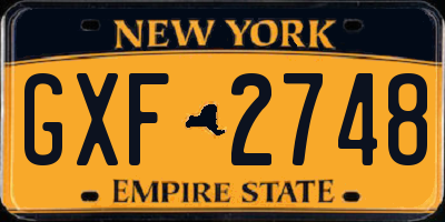 NY license plate GXF2748