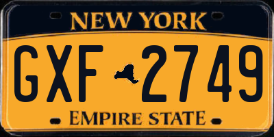 NY license plate GXF2749