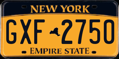 NY license plate GXF2750