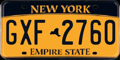 NY license plate GXF2760