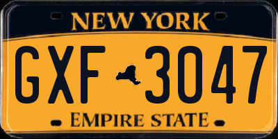 NY license plate GXF3047