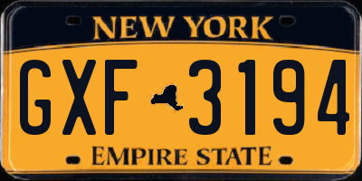 NY license plate GXF3194