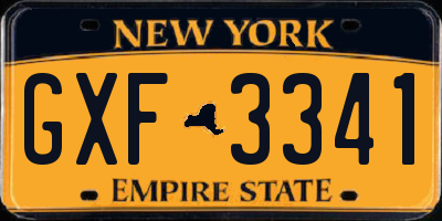 NY license plate GXF3341